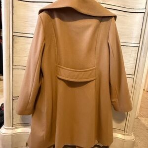 Anne Klein Camel Pea Coat with Wide Collar